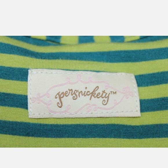 PERSNICKETY Forget Me Not LOU LOU Ruffle Top Green LIME Dots Striped PEPLUM TOP - Picture 5 of 10